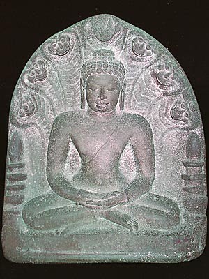 A depiction of the Buddha in a typical meditation posture